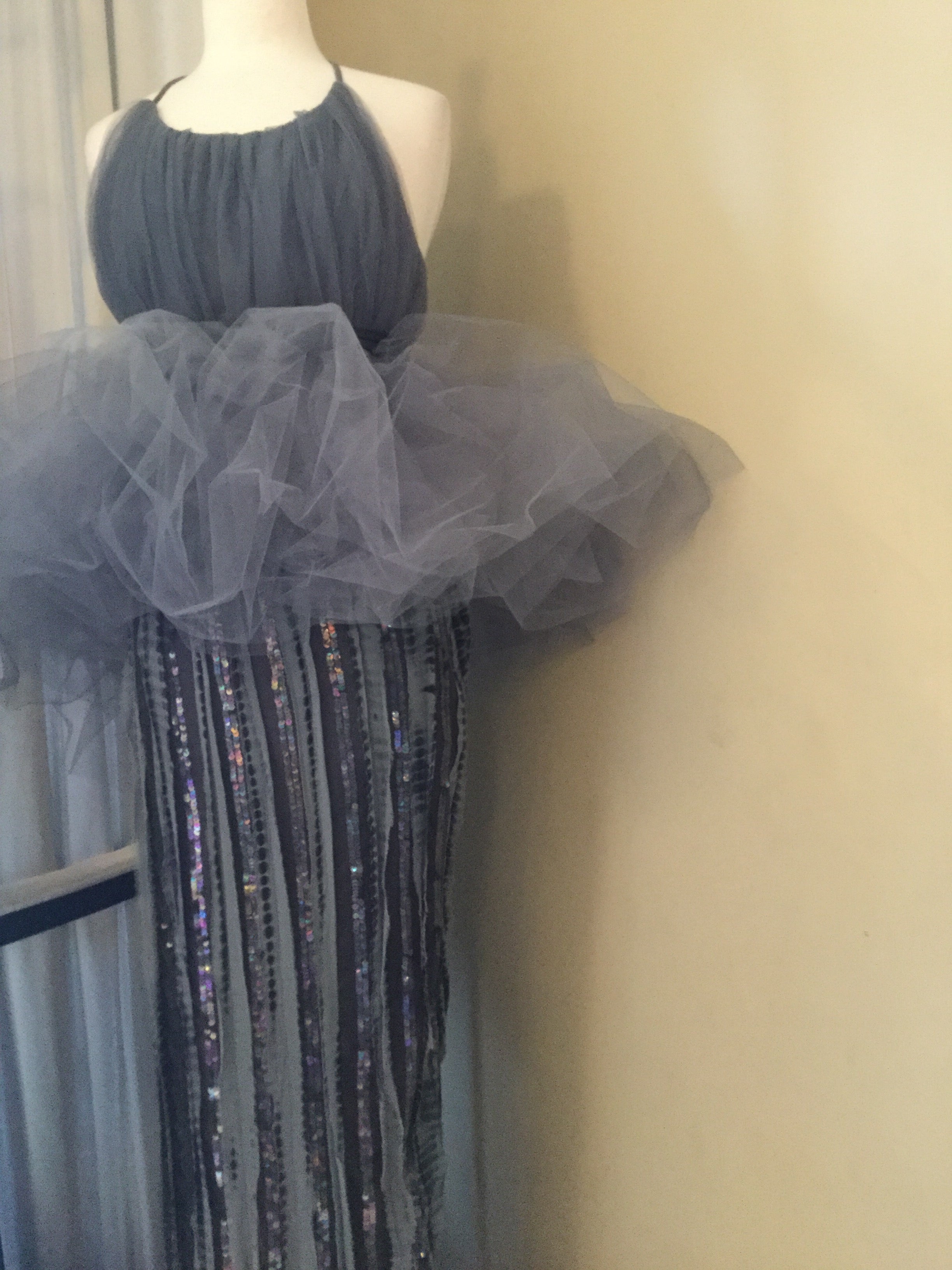 Grey 2 piece Tulle and silk